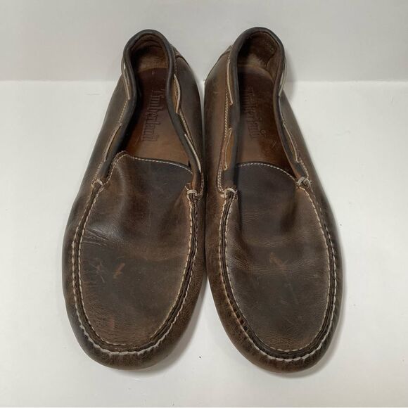 Timberland Brown Leather Slip On Loafers - Picture 2 of 9
